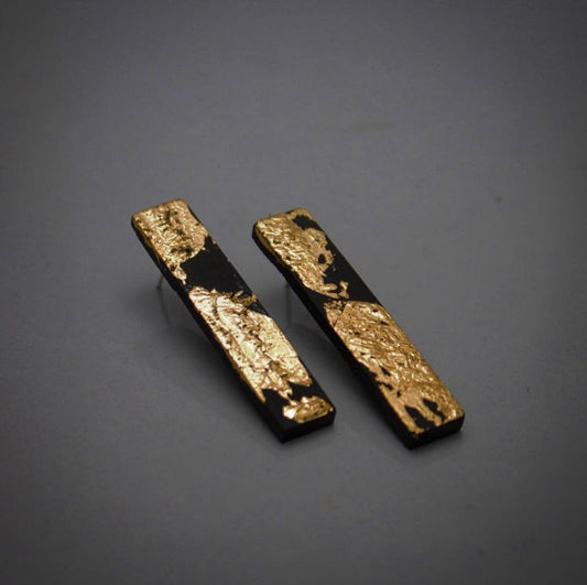 Abstract brass coating earrings "Texture"