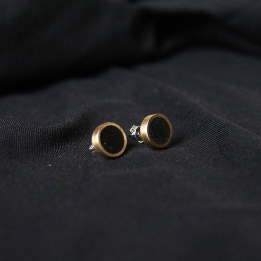 Earrings "Minimal brass" with special black concrete