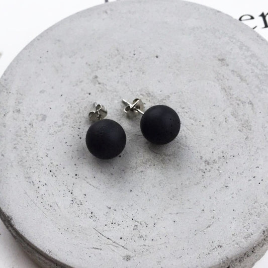 Black concrete earrings "Pearl"